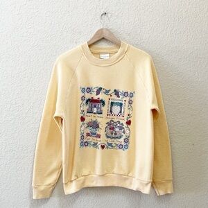 Fruit of The Loom Sweater Pullover Crew Vintage Floral Grandma Cottagecore Large
